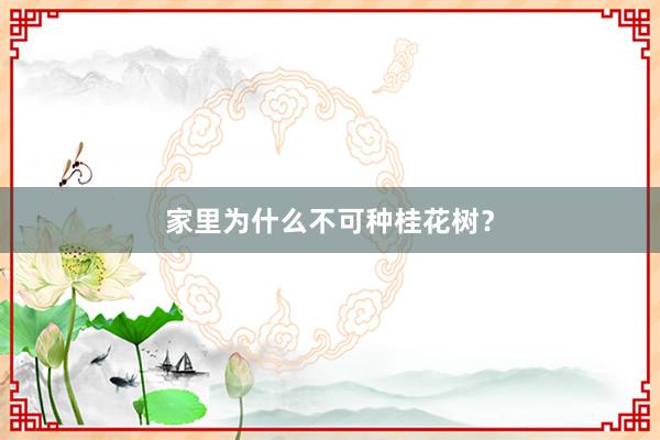 家里为什么不可种桂花树？